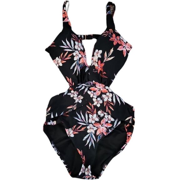 LN BAR III FLORAL TUMMY TONER 1 PIECE SWIMSUIT/MONOKINI SZ. L - Picture 3 of 8